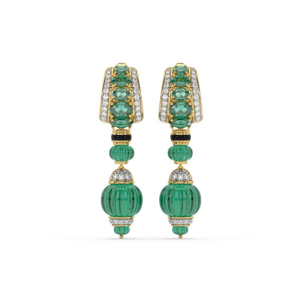 Emerald, Tanzanite Diamond Hanging Earrings